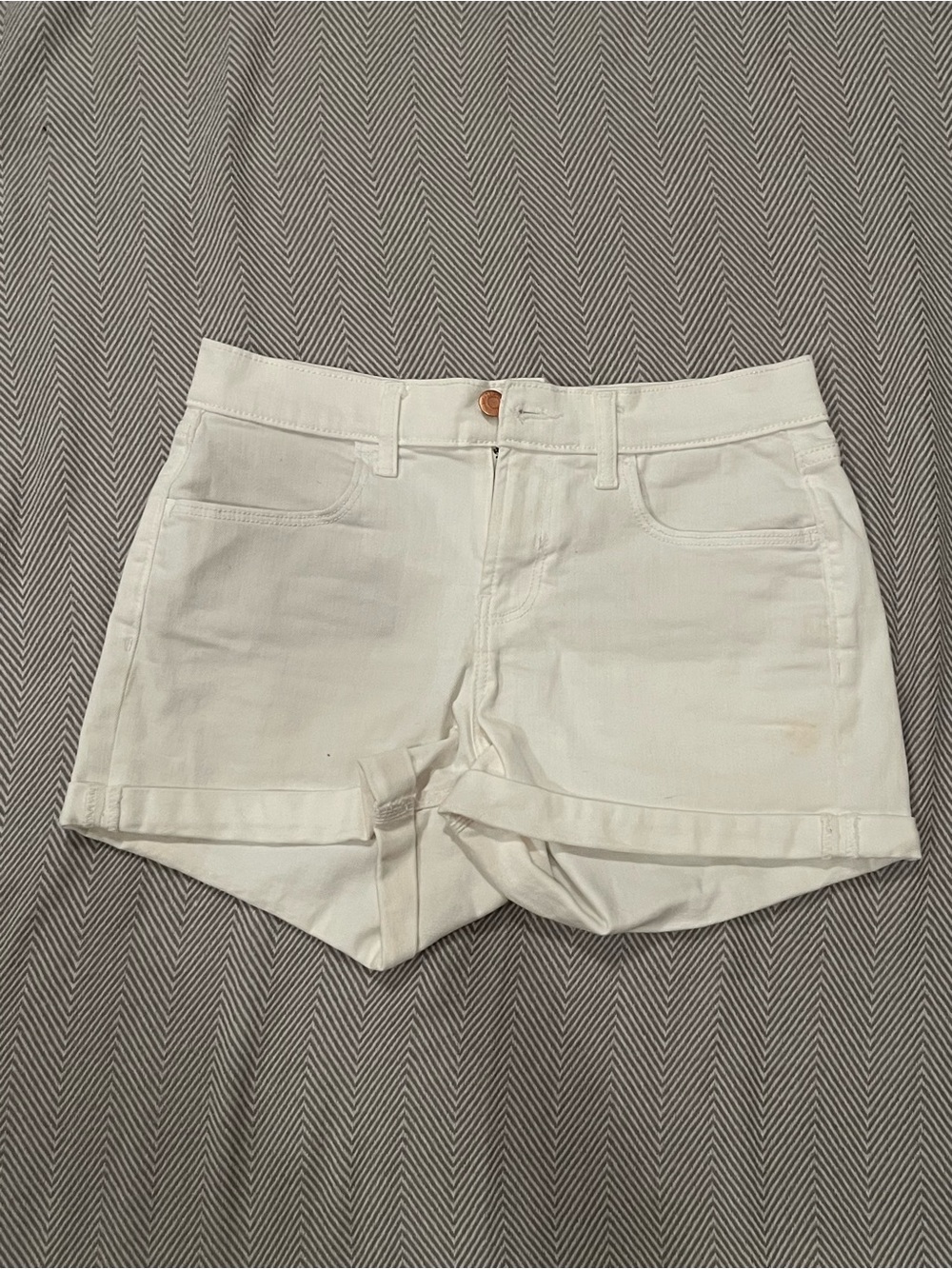 Women's White Denim Roll-Cuff Shorts - Size 2